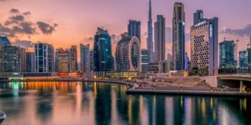 Dubai cityscape on a cloudy evening...UAE