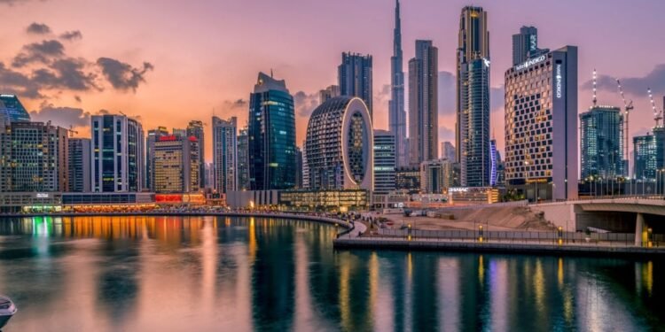 Dubai cityscape on a cloudy evening...UAE