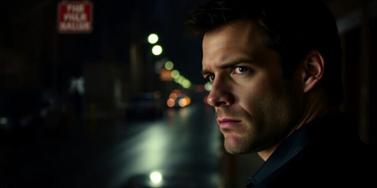 Dexter Morgan looking over his shoulder with focus