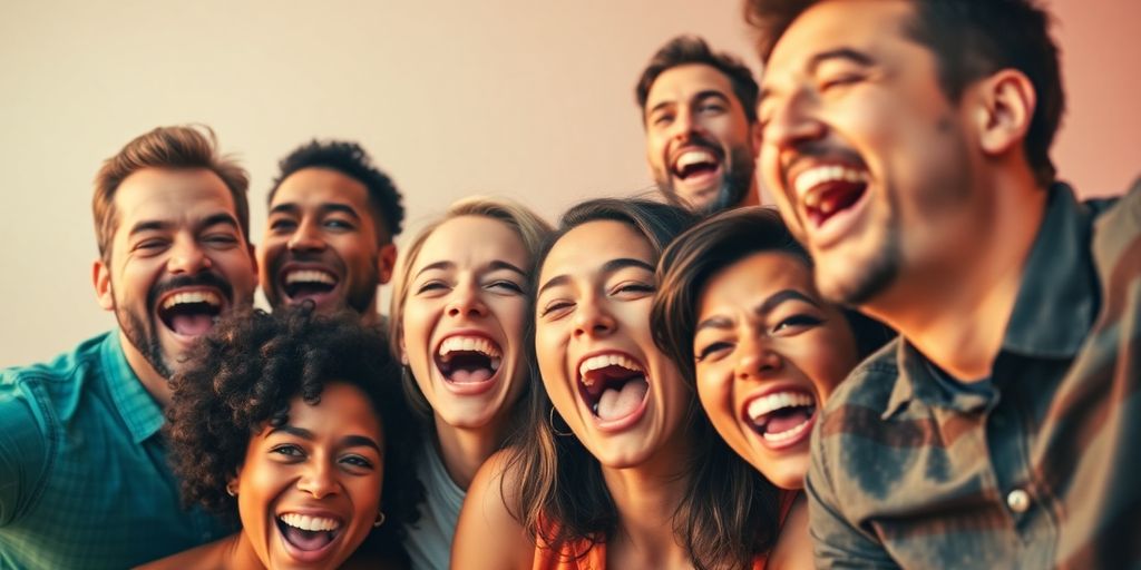 People laughing at a list of funny names.
